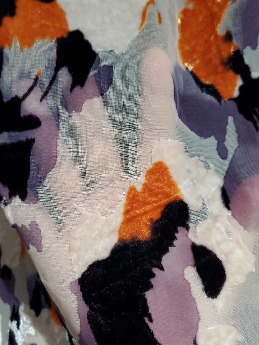 CAbi Abstract Slip Dress in White, Purple & Orange Eclectic Maximalism, Artsy - Picture 8 of 9